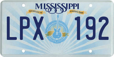 MS license plate LPX192