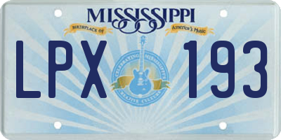 MS license plate LPX193
