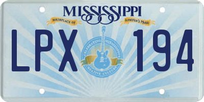 MS license plate LPX194