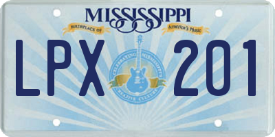MS license plate LPX201