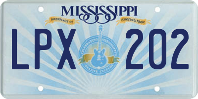 MS license plate LPX202