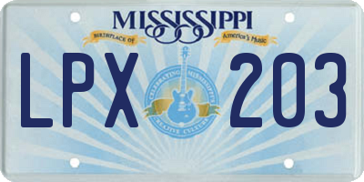 MS license plate LPX203