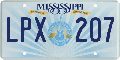 MS license plate LPX207