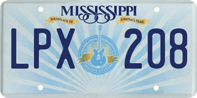MS license plate LPX208