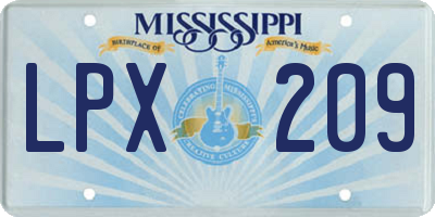 MS license plate LPX209