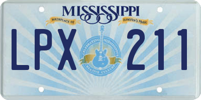MS license plate LPX211