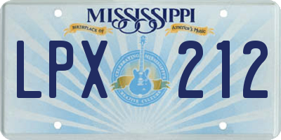 MS license plate LPX212