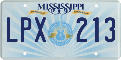 MS license plate LPX213