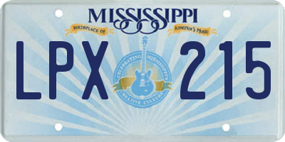 MS license plate LPX215