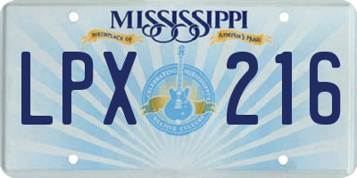 MS license plate LPX216
