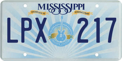 MS license plate LPX217