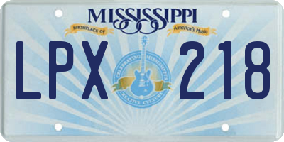 MS license plate LPX218