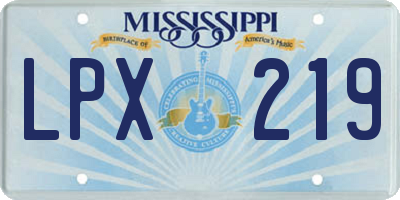 MS license plate LPX219