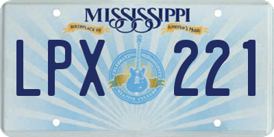MS license plate LPX221