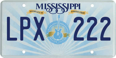 MS license plate LPX222