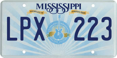 MS license plate LPX223