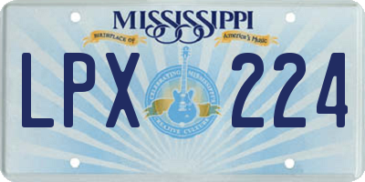 MS license plate LPX224