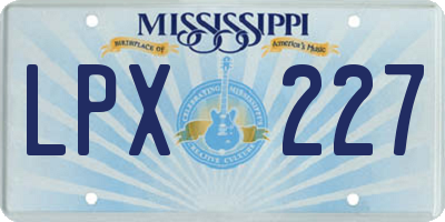 MS license plate LPX227