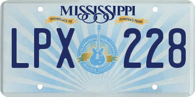 MS license plate LPX228
