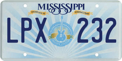 MS license plate LPX232