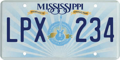MS license plate LPX234