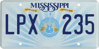 MS license plate LPX235