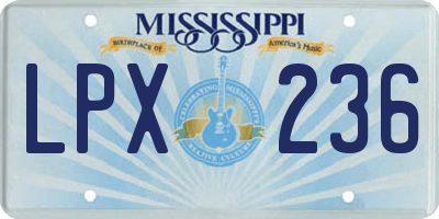MS license plate LPX236
