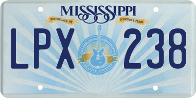MS license plate LPX238