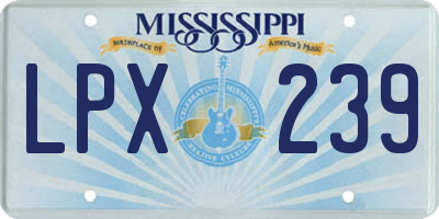 MS license plate LPX239