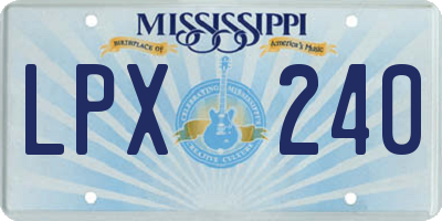 MS license plate LPX240