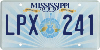 MS license plate LPX241