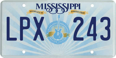 MS license plate LPX243