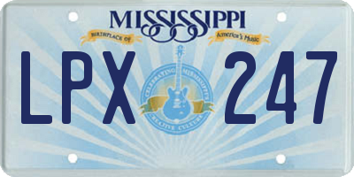 MS license plate LPX247