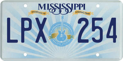 MS license plate LPX254