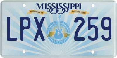 MS license plate LPX259
