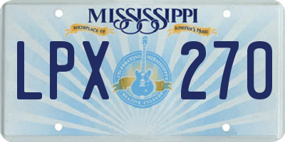 MS license plate LPX270