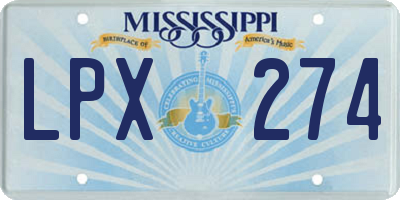MS license plate LPX274