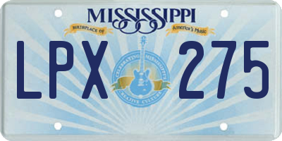 MS license plate LPX275