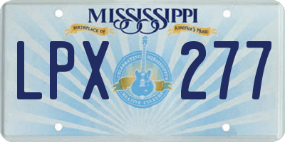MS license plate LPX277