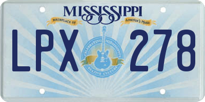 MS license plate LPX278