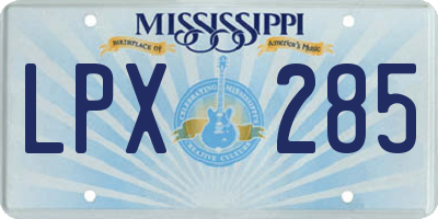MS license plate LPX285