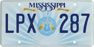 MS license plate LPX287