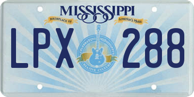 MS license plate LPX288