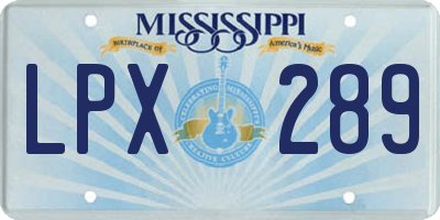 MS license plate LPX289
