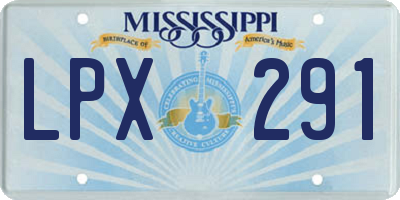 MS license plate LPX291