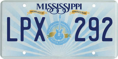 MS license plate LPX292