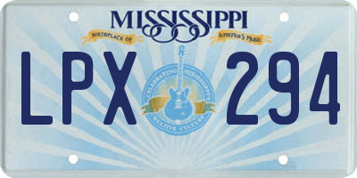 MS license plate LPX294