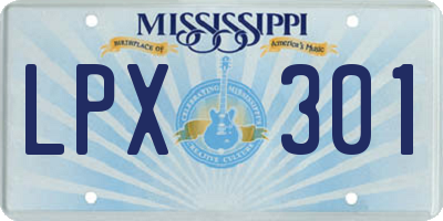 MS license plate LPX301