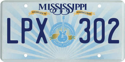 MS license plate LPX302