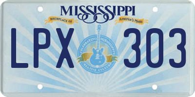 MS license plate LPX303